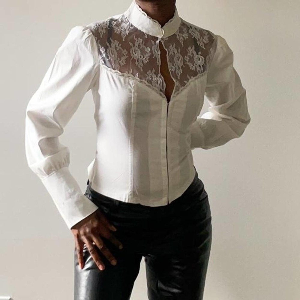 Off white lace corset style top